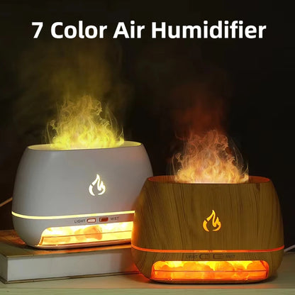 Himalayan Salt Stone Diffuser – 3D Flame LED Humidifier
