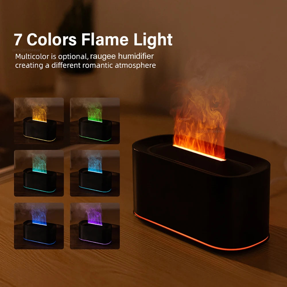 Flame Aroma Diffuser — Essential Oil Humidifier with LED Night Light