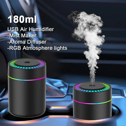 180ml Mini Aroma Humidifier & Essential Oil Diffuser with Color Light
