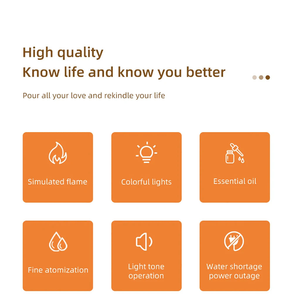 Flame Aroma Diffuser — Essential Oil Humidifier with LED Night Light