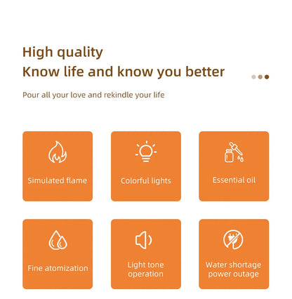 Flame Aroma Diffuser — Essential Oil Humidifier with LED Night Light