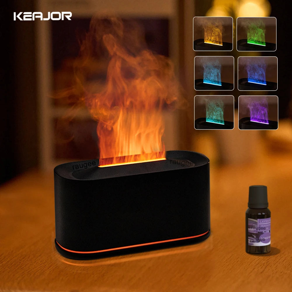 Flame Aroma Diffuser — Essential Oil Humidifier with LED Night Light