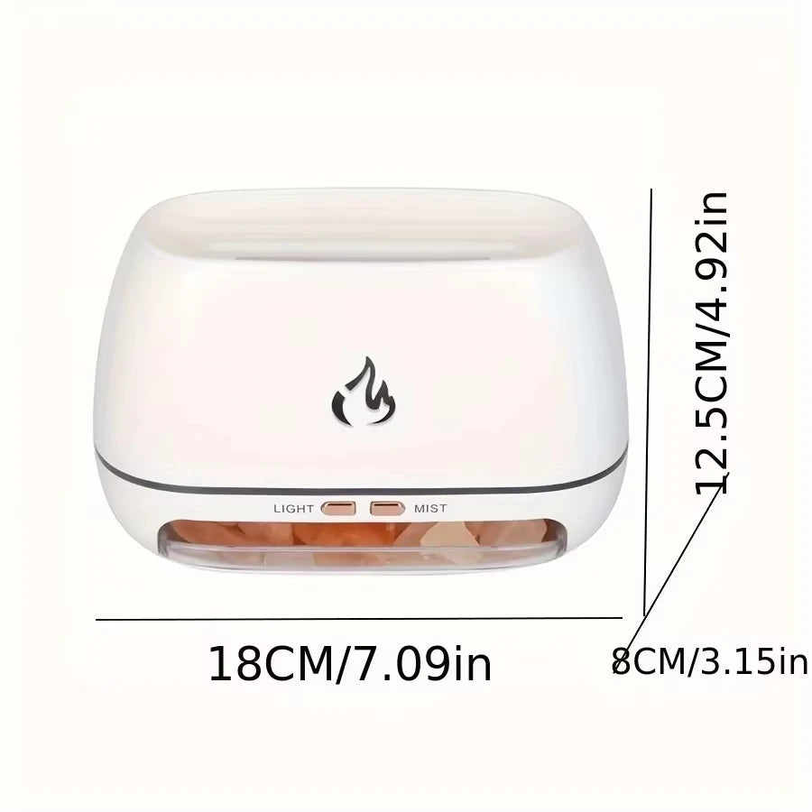 Himalayan Salt Stone Diffuser – 3D Flame LED Humidifier