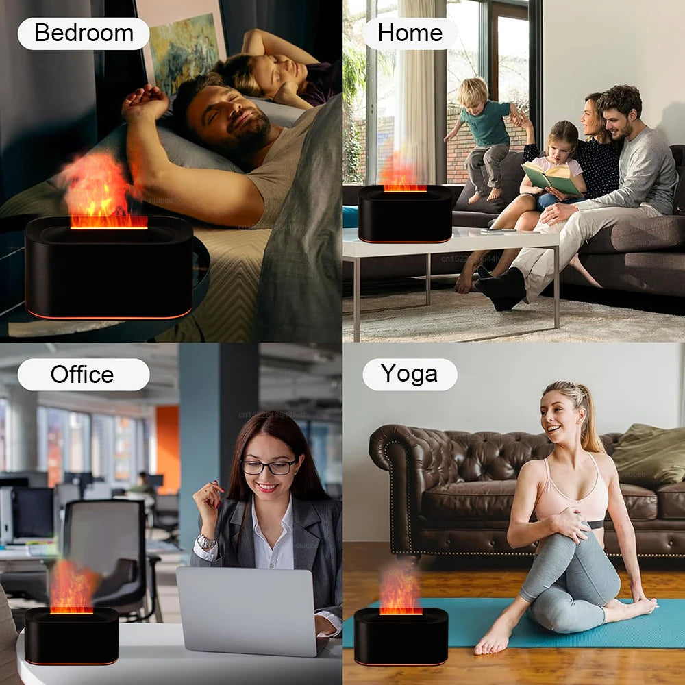 Flame Aroma Diffuser — Essential Oil Humidifier with LED Night Light